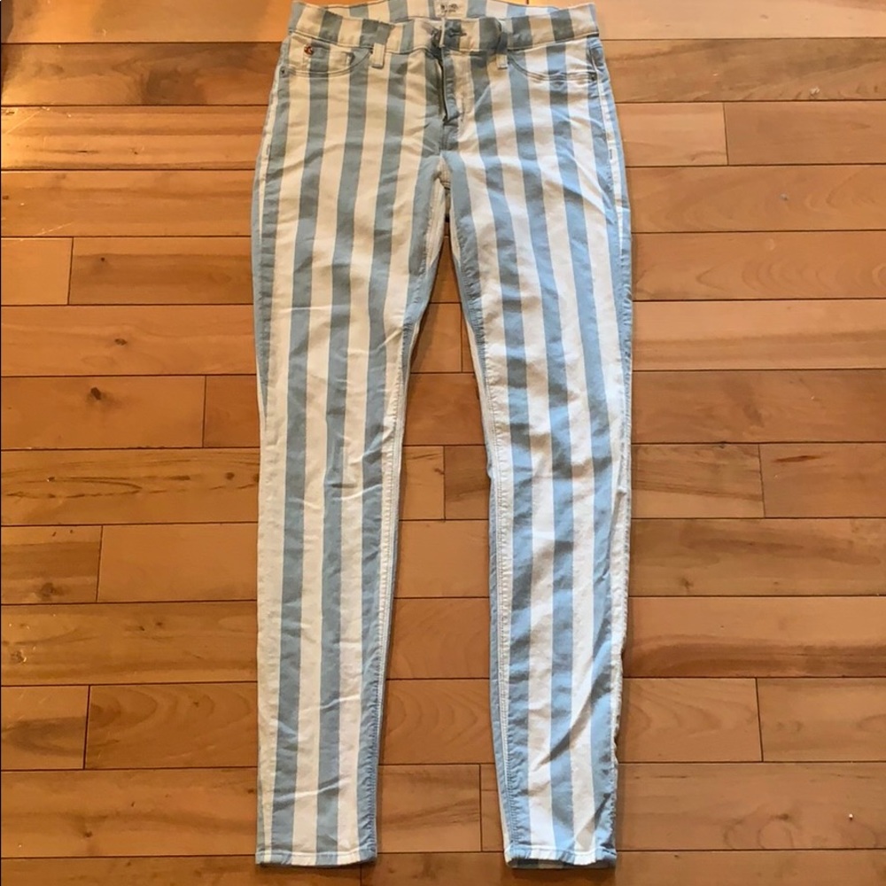 Hudson Krista Blue and White Striped  Size 28